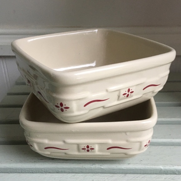 Longaberger Dining Longaberger Pottery Soft Square Small Bowls Set
